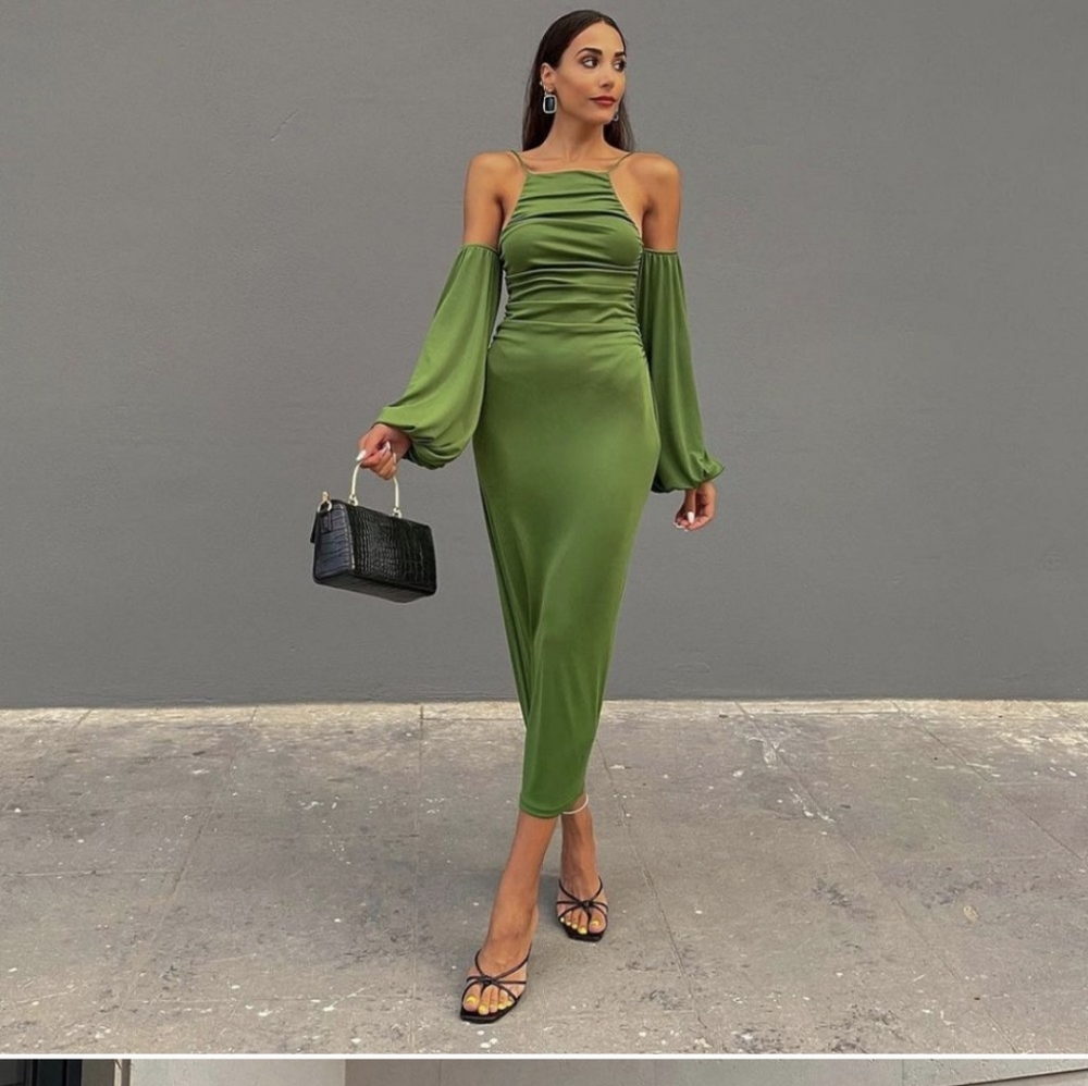ZARA Green Midi Dress